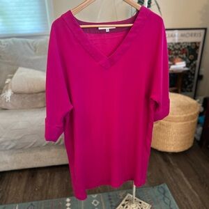 Trina Turk Vibrant Pink V-Neck tunic dress